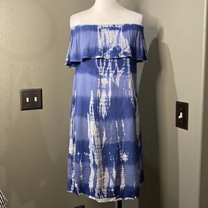 NWT Vanillastar Crinkle Off Shoulder Dress Tie Dye